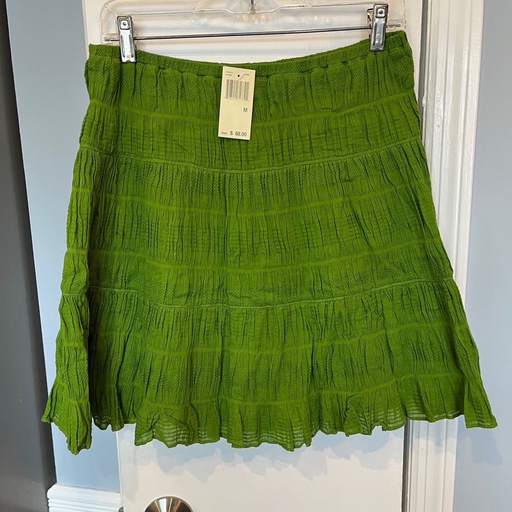 Max Studio Textured Circle Skirt in Lime Green